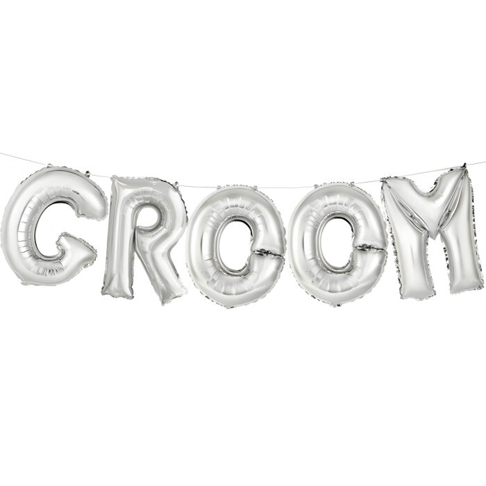 Τεράστια ασημί μπαλόνια Groom (5 τεμ